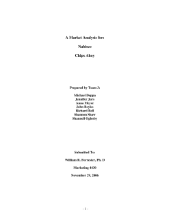 A Market Analysis for: Nabisco Chips Ahoy