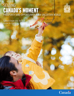 Seizing Canada`s Moment - Speech from the Throne October 16, 2013