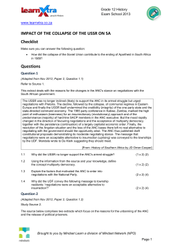 IMPACT OF THE COLLAPSE OF THE USSR ON SA Checklist