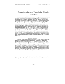 Teacher Socialization in Technological Education