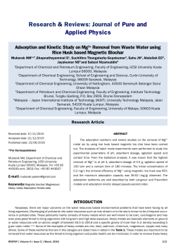 Adsorption and Kinetic Study on Mg2+ Removal from Waste Water