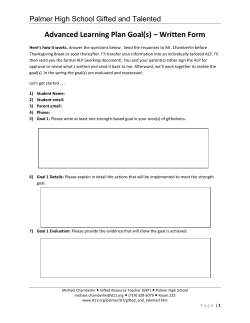 Advanced Learning Plan Goal(s) &ndash; Written Form