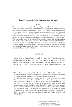 42 Stang`s Law and the Indo-European word for &ldquo;cow&rdquo;