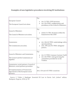 Examples of non-legislative procedures involving EU institutions: