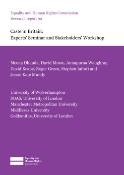 Caste in Britain: Experts` Seminar and