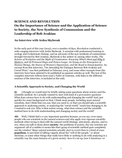 SCIENCE AND REVOLUTION On the Importance of