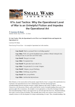 It?s Just Tactics: Why the Operational Level of War is an Unhelpful