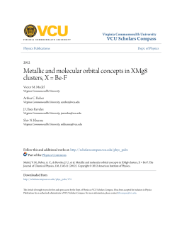 Metallic and molecular orbital concepts in XMg8 clusters, X = Be-F