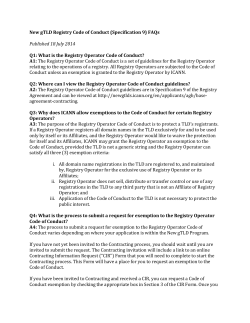 Code of Conduct FAQ - New gTLDs