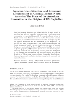 Agrarian Class Structure and Economic Development in Colonial
