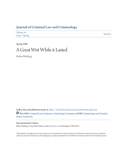 A Great Writ While it Lasted - Northwestern University School of Law
