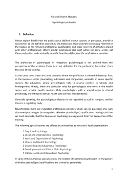 National Report Hungary Psychologist profession
