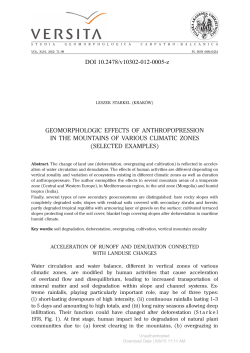 GEOMORPHOLOGIC EFFECTS OF