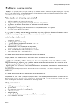Briefing for learning coaches