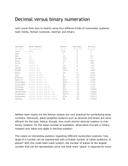 Decimal versus binary numeration - IDC