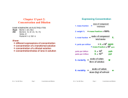 Chapter 13 part 2: Concentration and Dilution