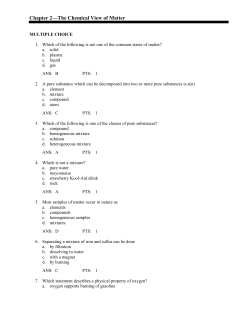 Chapter 2&mdash;The Chemical View of Matter