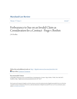 Forbearance to Sue on an Invalid Claim as Consideration for a