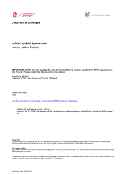 University of Groningen Isolated systolic hypertension