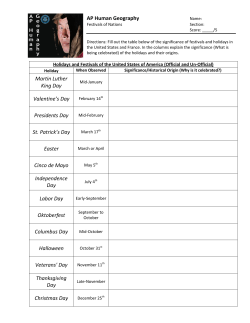 Holidays and Festivals of the United States of America