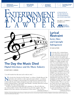 Entertainment and Sports Lawyer Vol 31 No 2