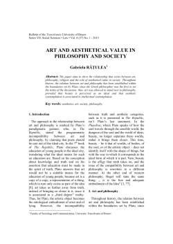 ART AND AESTHETICAL VALUE IN PHILOSOPHY AND SOCIETY