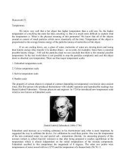 Homework 23. Temperature. We know very well that a