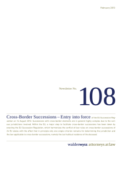 Cross-Border Successions &ndash; Entry into force of the EU Succession
