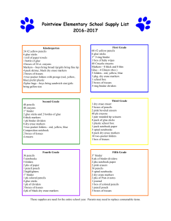 Pointview Elementary School Supply List 2016-2017