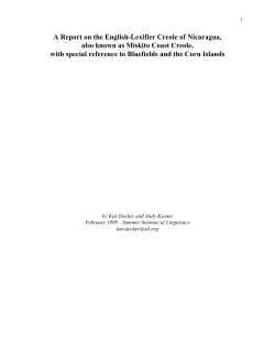 A Report on the English-Lexifier Creole of Nicaragua, also known as