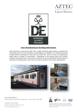 Aztec Residential pre booking information