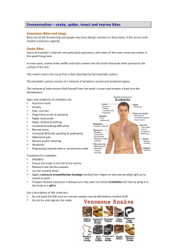 Envenomation &ndash; snake, spider, insect and marine bites