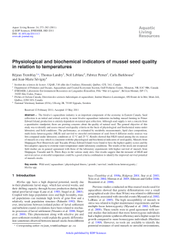 Physiological and biochemical indicators of mussel seed quality in