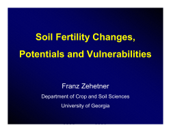 Soil Fertility Changes, Potentials and Vulnerabilities
