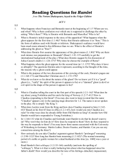 Reading Questions for Hamlet