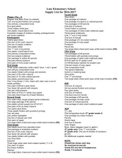 Supply List - Lutz Elementary