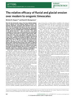 The relative efficacy of fluvial and glacial erosion over modern to