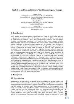 MMM8 P ro ceedings Prediction and Generalisation in Word