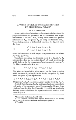 95 a triad of ruled surfaces defined by reciprocal polars