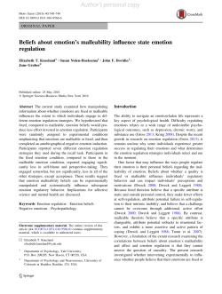 Beliefs about emotion`s malleability influence state emotion regulation