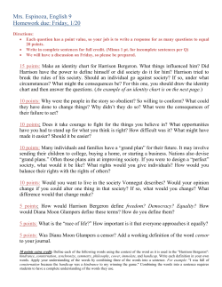 Mrs. Espinoza, English 9 Homework due: Friday, 1/20