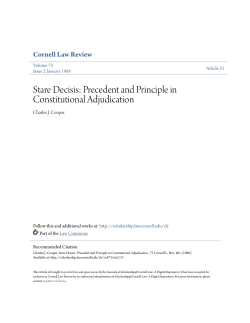 Stare Decisis: Precedent and Principle in Constitutional Adjudication