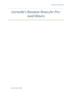 Carmelle`s Random Notes for Pre- med Oliners