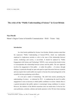 The crisis of the &ldquo;Public Understanding of Science&rdquo;