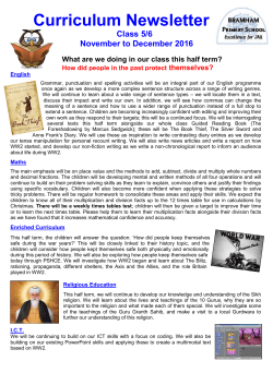 Curriculum Newsletter - Bramham Primary School