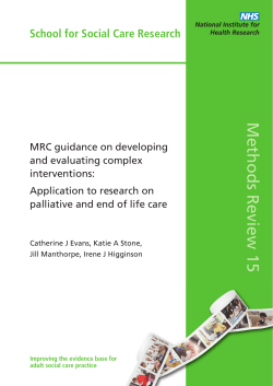 MRC guidance on developing and evaluating complex interventions