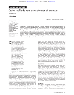 Qu`un souffle de vent: an exploration of anorexia nervosa