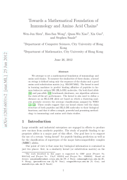 Towards a Mathematical Foundation of Immunology and Amino Acid