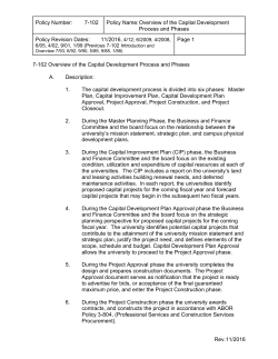 Policy Number: 7-102 Policy Name: Overview of the Capital
