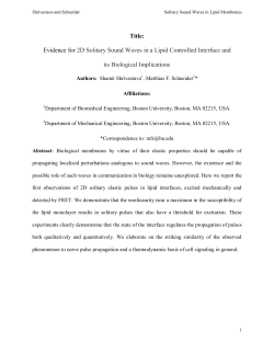 Title: Evidence for 2D Solitary Sound Waves in a Lipid Controlled